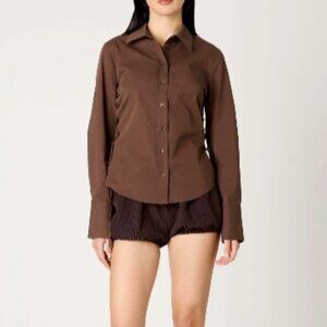 Nia Brown Side Tie Alara Shirt